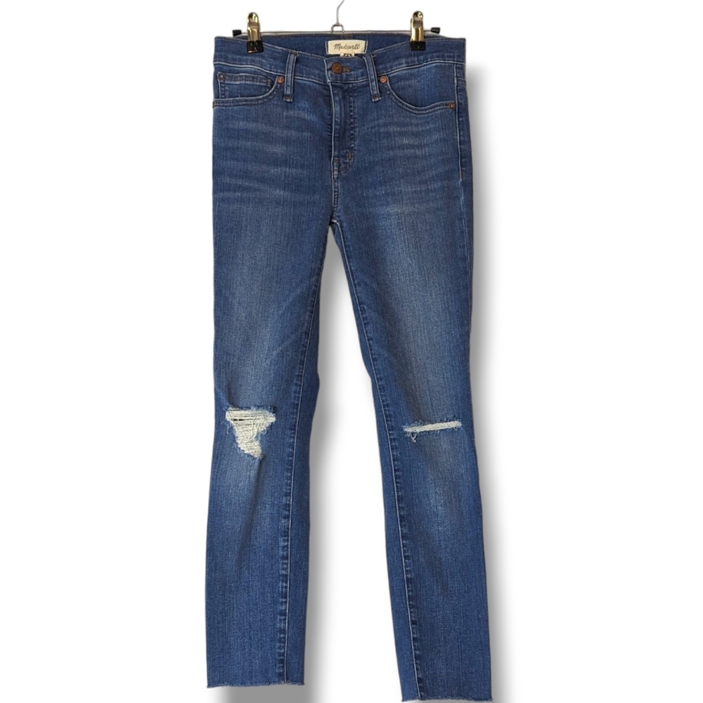 Madewell 9" Mid Rise Skinny Distressed Medium Wash Ankle Jeans: Women's 25